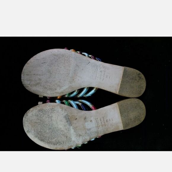 SCHUTZ Multicolor Braided Carmen Leather Slip On Sandal Women's Size 7B - Picture 9 of 9